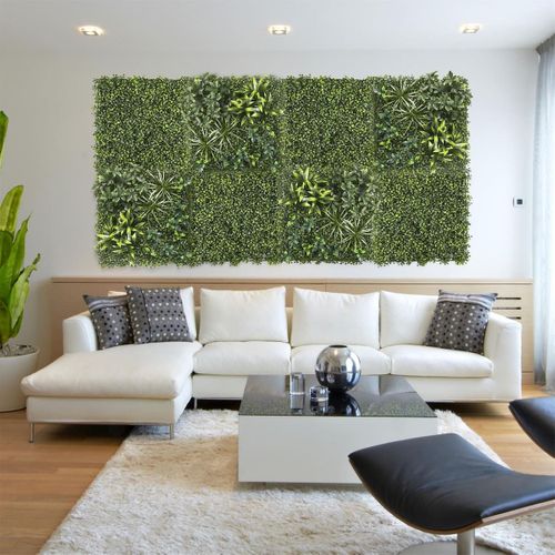 Mur Végétal Artificiel Feuillage En Polyéthylène Vert 50x50cm -