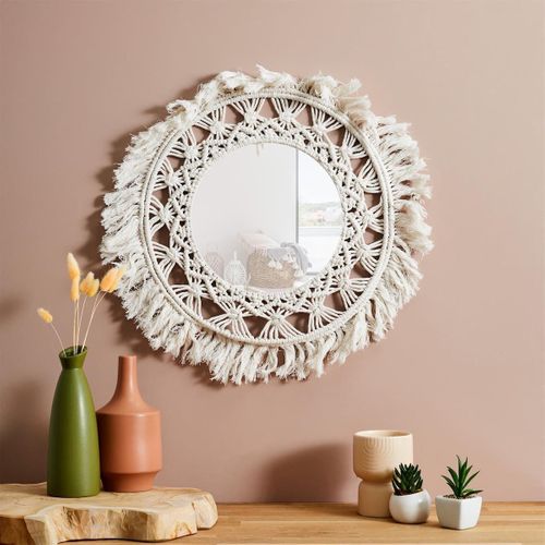 Miroir Mural Rond Style Bohème (ø55 Cm) -