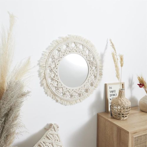 Miroir Mural Rond Style Bohème (ø55 Cm) -