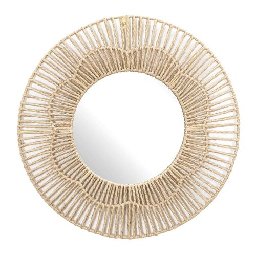 Miroir Mural Rond Fleur Imitation Rotin (ø50 Cm) -