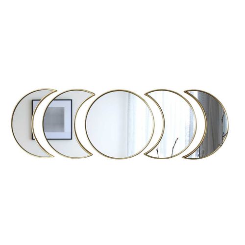 5 Miroirs Décoratifs Phases De Lune Avec Contour Doré En Polypropylène -