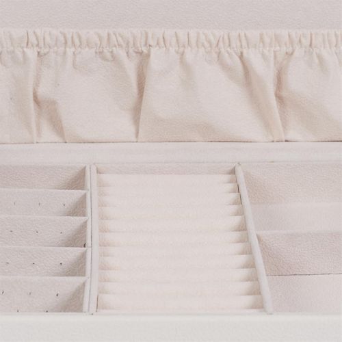 Boîte à Bijoux Blanche Et Rose En Polyuréthane Avec Miroir Et 2 Tiroirs -