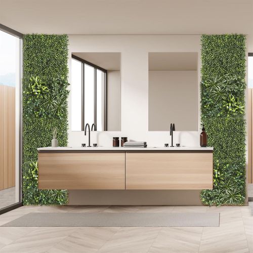 Mur Végétal Artificiel Panache En Polyéthylène Vert 50x50cm -
