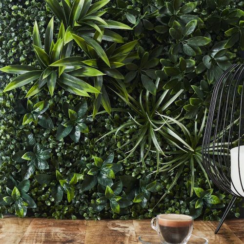 Mur Végétal Artificiel Panache En Polyéthylène Vert 50x50cm -