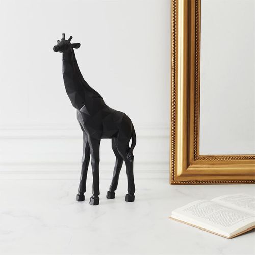 Statue Girafe Noir Style Origami En Polyrésine (h40 Cm) -