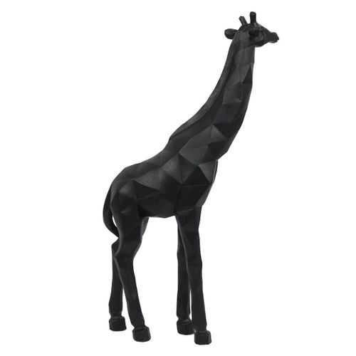 Statue Girafe Noir Style Origami En Polyrésine (h40 Cm) -