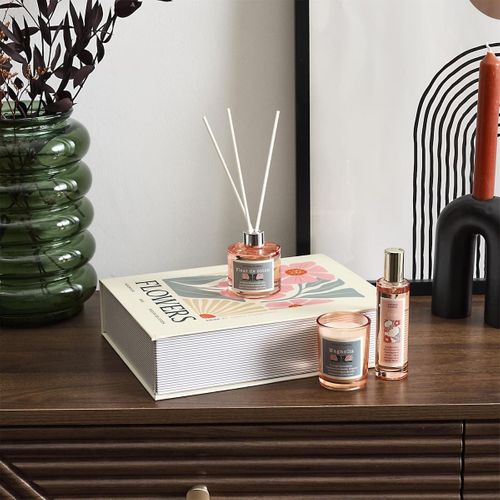 Coffret Parfum D'intérieur Avec Bougie Magnolia, Diffuseur Fleur De Coton Et Spray Iris -