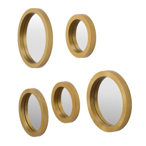 5 Miroirs Décoratifs Muraux Ronds Avec Encadrement Doré -