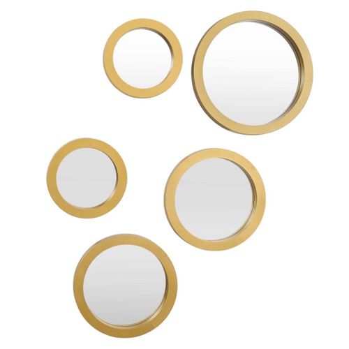 5 Miroirs Décoratifs Muraux Ronds Avec Encadrement Doré -