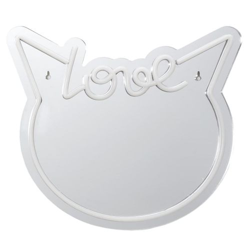 Miroir Lumineux Chat Love Kawaii Rose Style Néon Avec Port USB -