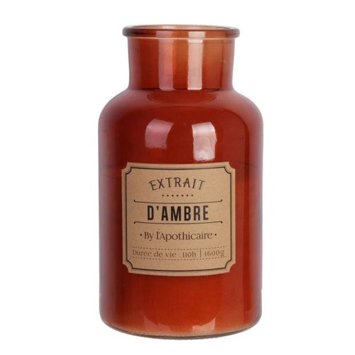 Bougie XXL En Verre Marron Parfum Ambre (h25,5cm) -