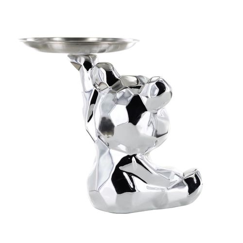 Vide-poche Ourson En Origami Argenté Plateau En L'air -