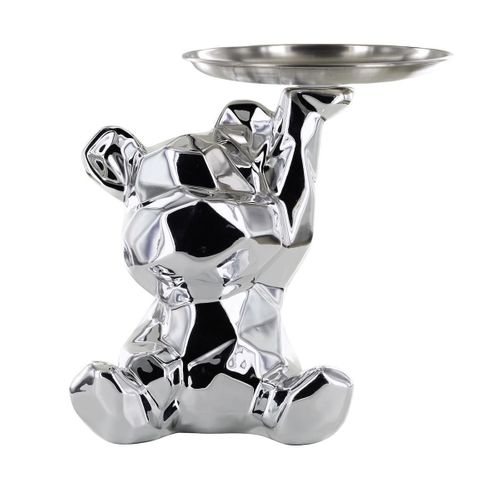 Vide-poche Ourson En Origami Argenté Plateau En L'air -