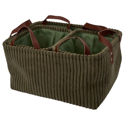 3 Paniers Gigognes En Velours Côtelé Vert Avec Poignée -