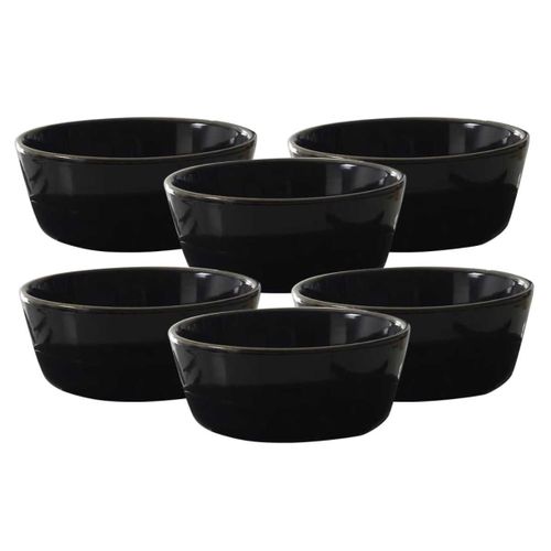 Set De 6 Bols Noires En Céramique Avec Liseré Doré (ø14 Cm) - Ebene