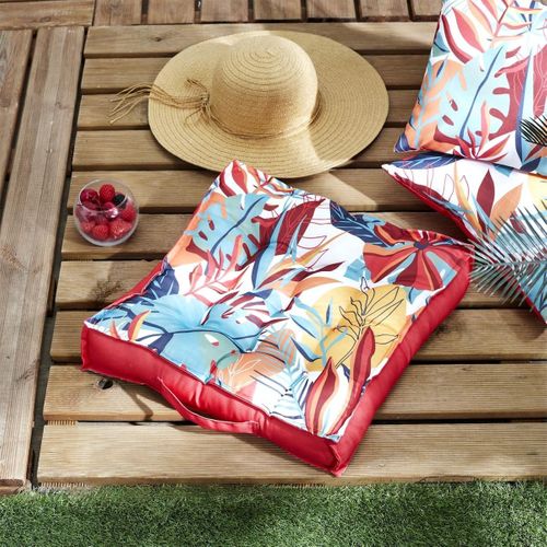 Coussin De Sol 40x40 Déhoussable Tissu Déperlant Paradis Exotique -
