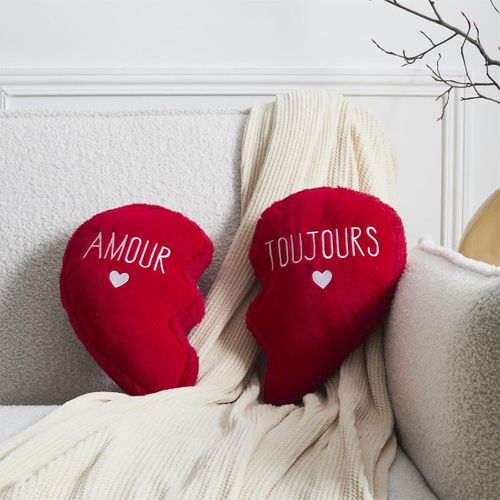 Coussin En Forme De Cœur Détachable En Polyester Rouge -