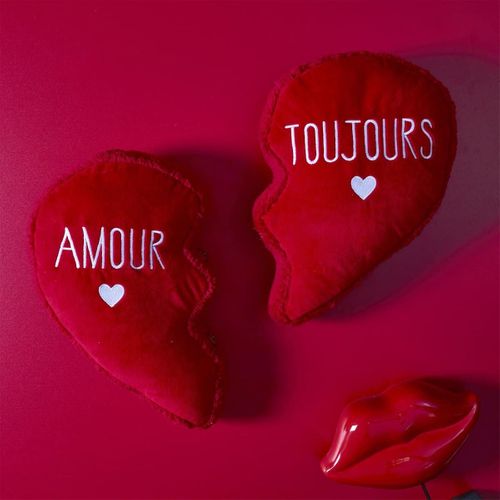 Coussin En Forme De Cœur Détachable En Polyester Rouge -