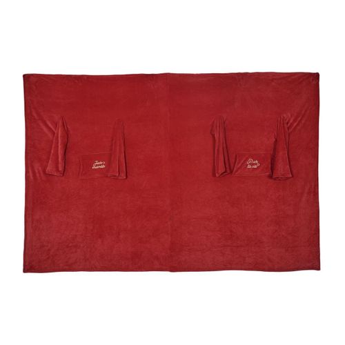 Plaid à Manches Double XXL (254x200cm) "pour La Vie" En Polyester Ultra Doux Coloris Rouge -