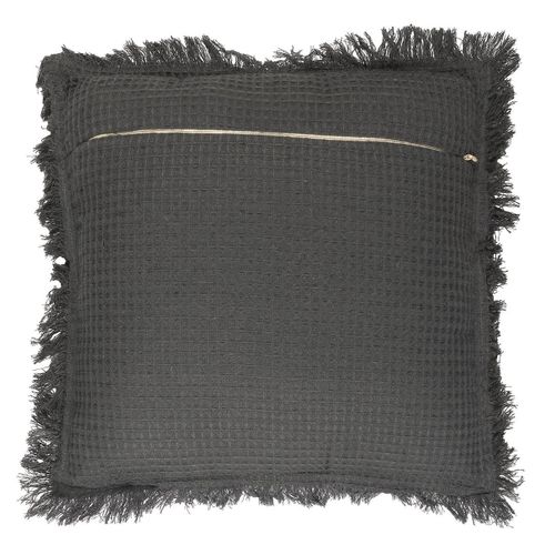 Coussin 40x40 Cm Déhoussable En Coton Style Gaufré Coloris Gris Anthracite -