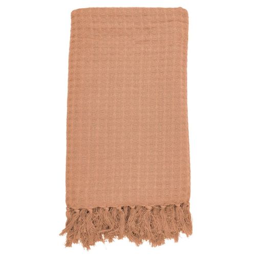 Plaid Jeté De Canapé 120x150cm Style Gaufré Coloris Ocre -