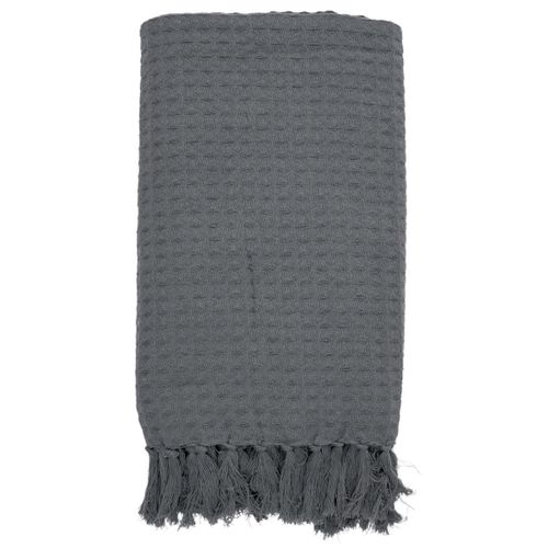 Plaid Jeté De Canapé 120x150cm Style Gaufré Coloris Gris Anthracite -