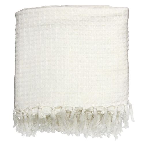 Plaid Jeté De Canapé 150x200cm Style Gaufré Coloris Ivoire -