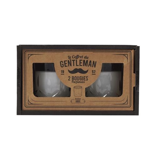 Coffret De 2 Bougies Parfumées En Verre Style Whisky, Parfum Ambre -
