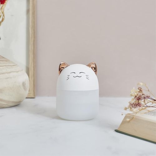 Diffuseur De Parfum D'ambiance LED En Forme De Chat Kawaii (200 Ml) Avec Couleurs Changeantes -