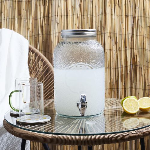 Distributeur à Boisson 3,8l En Verre Décor Citron Avec Robinet -