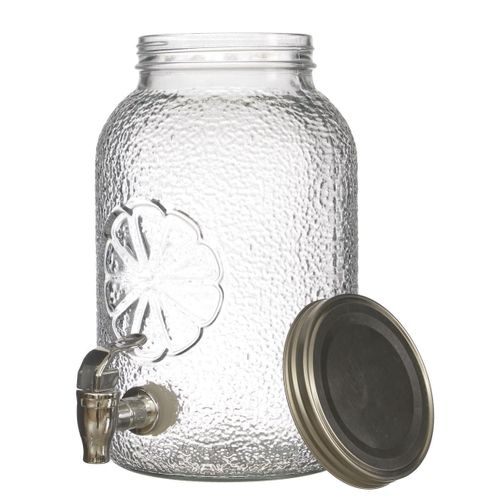 Distributeur à Boisson 3,8l En Verre Décor Citron Avec Robinet -