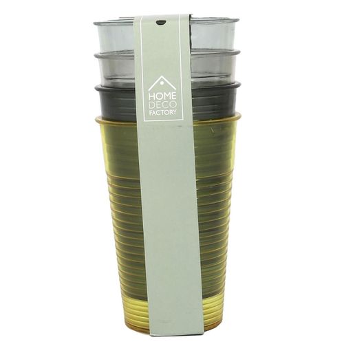 Set De 4 Verres En Plastique Réutilisable Au Coloris Vert, Jaune Et Transparent -