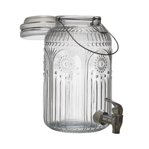 Distributeur à Boisson 4l En Verre Décor Vitraux Avec Robinet -