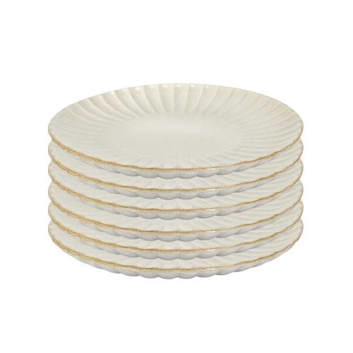 Set De 6 Assiettes à Dessert Beiges En Céramique (ø21,7cm) - Shelly
