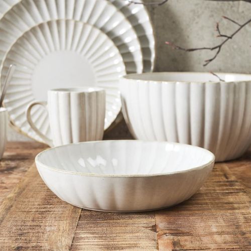 Set De 6 Assiettes Creuses Beiges En Céramique (ø20cm) - Shelly