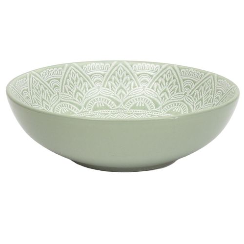Set De 6 Assiettes Creuses En Céramique Verte Motif Mandala (ø18,5 Cm) - Akka