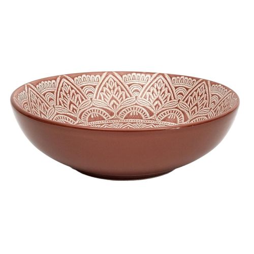 Set De 6 Assiettes Creuses En Céramique Terracotta Motif Mandala (ø18,5 Cm) - Akka