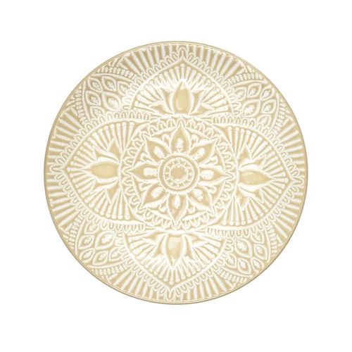 Set De 6 Assiettes à Dessert En Céramique Beige Motif Mandala (ø19,5 Cm) - Akka