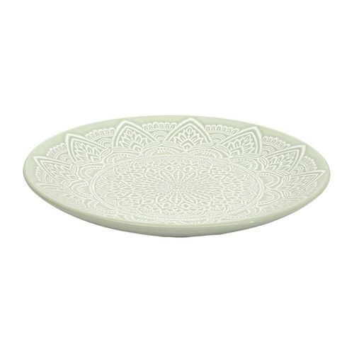 Set De 6 Assiettes à Dessert En Céramique Vert Motif Mandala (ø19,5 Cm) - Akka