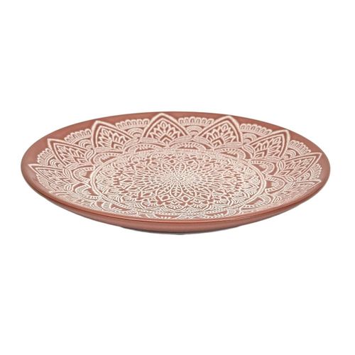 Set De 6 Assiettes à Dessert En Céramique Terracotta Motif Mandala (ø19,5 Cm) - Akka