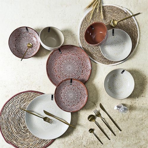 Set De 6 Bols En Céramique Terracotta Motif Mandala (65cl) - Akka