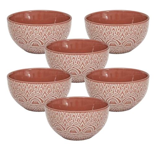 Set De 6 Bols En Céramique Terracotta Motif Mandala (65cl) - Akka
