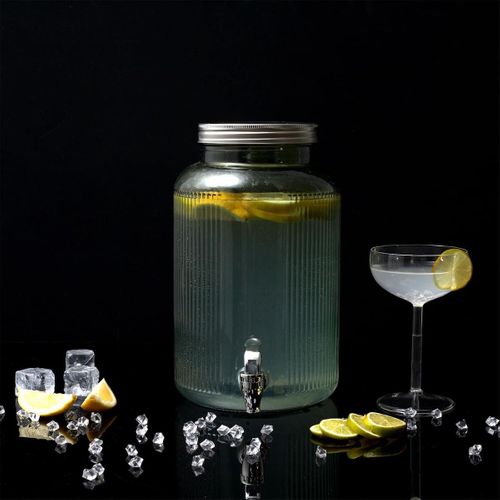 Distributeur à Boisson 5l En Verre Bleuté Avec Robinet -