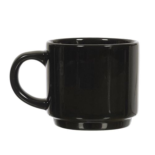 Set 4 Tasses Unies En Céramique (beige, Marron, Noir) Et Support En Fer Noir -