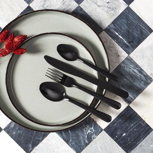 Ménagère 16 Pièces En Inox Coloris Noir -