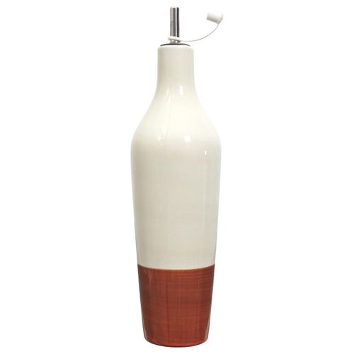 Huilier De 670 Ml En Céramique Bicolore (blanc et Terracotta) -