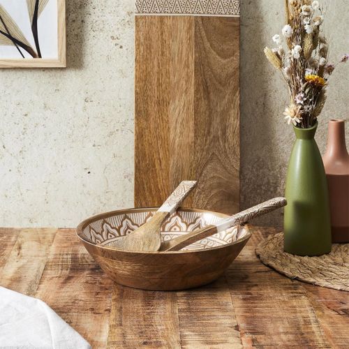 Saladier En Bois De Manguier Avec Motif Mandala Brun (ø28 cm) - Mango