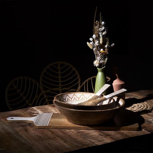 Saladier En Bois De Manguier Avec Motif Mandala Brun (ø28 cm) - Mango