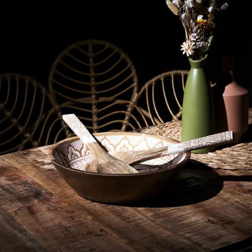 Saladier En Bois De Manguier Avec Motif Mandala Brun (ø28 cm) - Mango