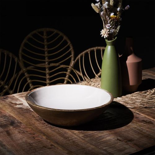 Saladier En Bois De Manguier Uni Beige (ø28 cm) - Mango